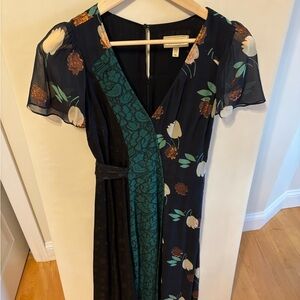 Anthropologie Asymmetrical Dress with Floral and Lace Details